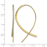 Sterling Silver Gold-tone CZ Threader Earrings view 4