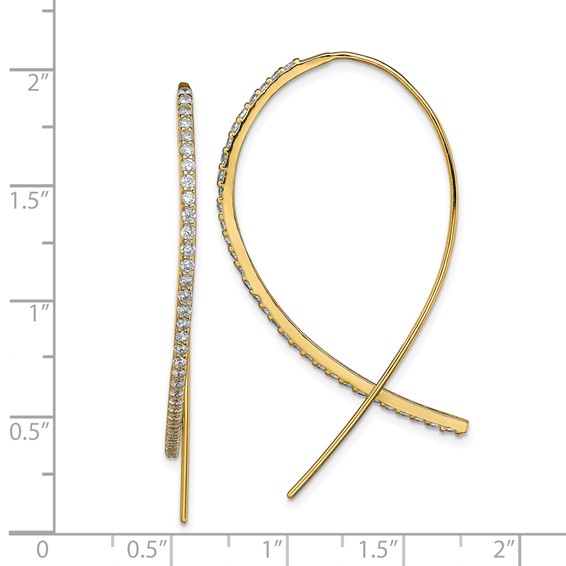 Sterling Silver Gold-tone CZ Threader Earrings