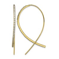 Sterling Silver Gold-tone CZ Threader Earrings view 1