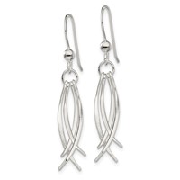 Sterling Silver Polished & Curved Design Dangle Earrings view 2