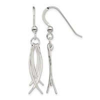 Sterling Silver Polished & Curved Design Dangle Earrings view 1