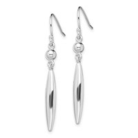 Sterling Silver Polished Bead & Elongated Oval Dangle Earrings view 2
