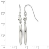 Sterling Silver Polished Bead & Elongated Oval Dangle Earrings view 4