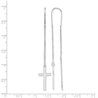 Sterling Silver Rhodium-plated Polished Latin Cross Threader Earrings view 4