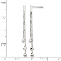 Sterling Silver Polished 3-Strand Chain & Beaded Post Dangle Earrings view 4