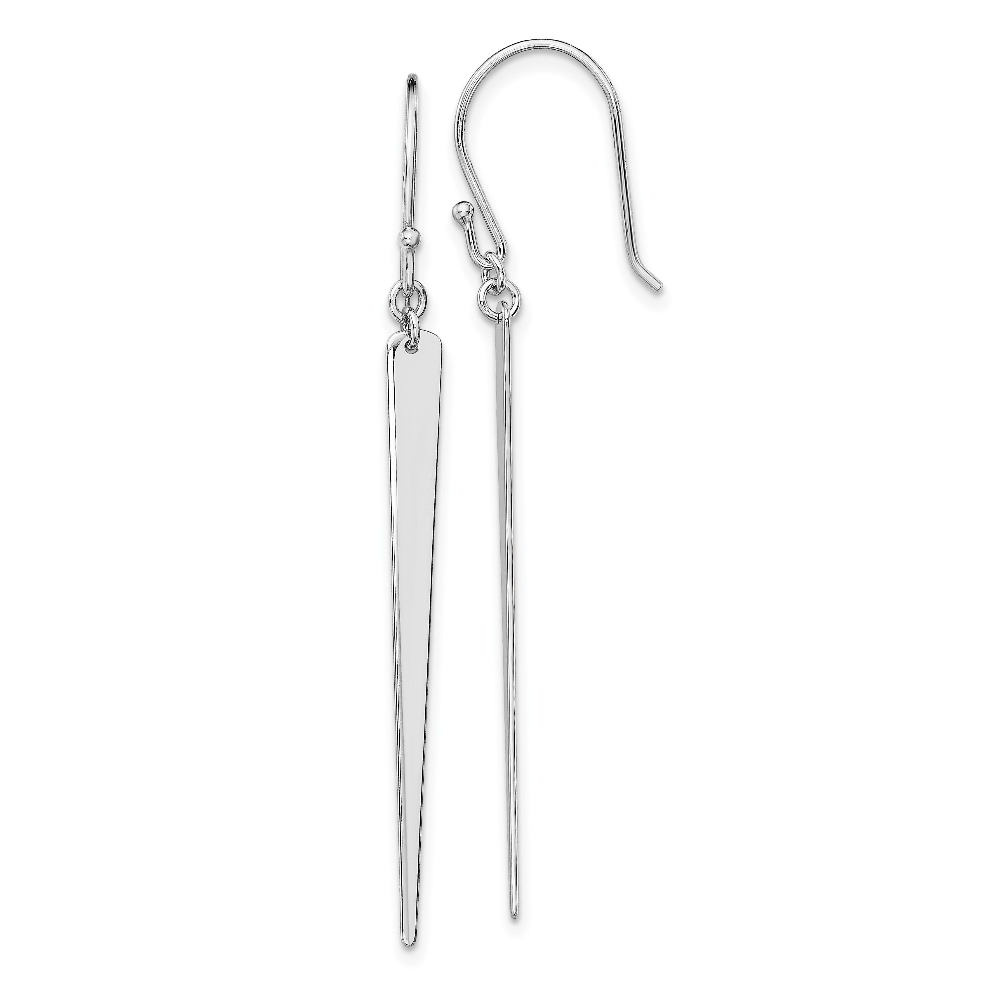 Sterling Silver Rhodium Plated Spike Dangle Earrings Weight 1 52 Sterling Silver Rhodium Plated Spike Dangle Earrings Weight 1 52 Grams Length 56 03mm Width 3 4mm