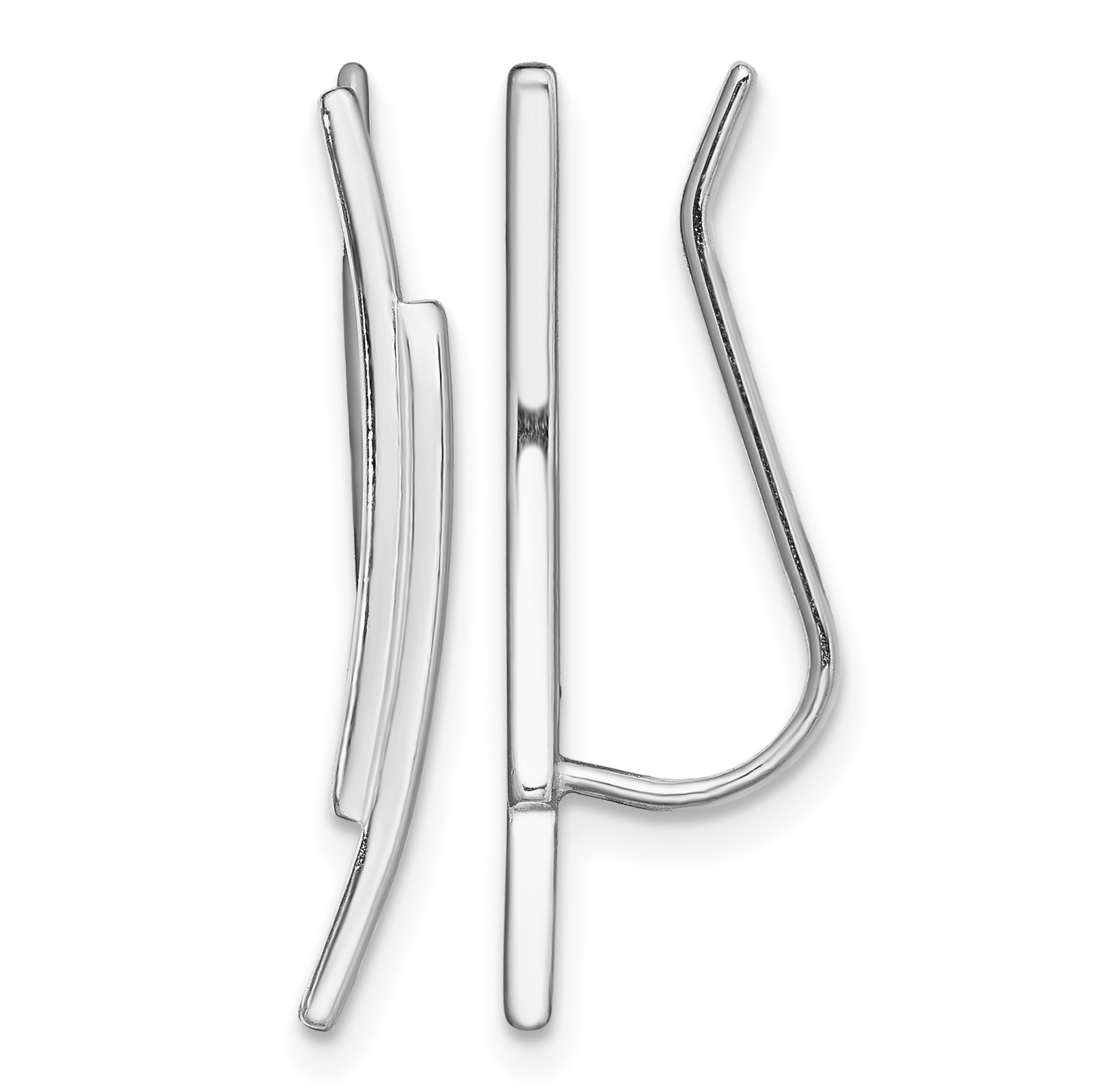 Sterling Silver Rhod-plated Polished Double Curved Bar Ear Climber Earrings (QE13609)