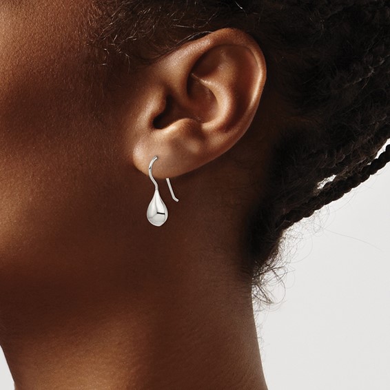 Sterling Silver Rhodium-plated Polished Teardrop Earrings