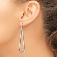 Sterling Silver Rhodium-plated Polished Triangle Post Dangle Earrings view 3