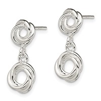 Sterling Silver Rhodium-plated Knot Polished Dangle Earrings view 2