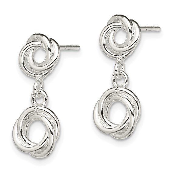 Sterling Silver Rhodium-plated Knot Polished Dangle Earrings