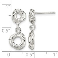 Sterling Silver Rhodium-plated Knot Polished Dangle Earrings view 4
