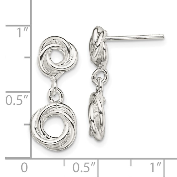 Sterling Silver Rhodium-plated Knot Polished Dangle Earrings