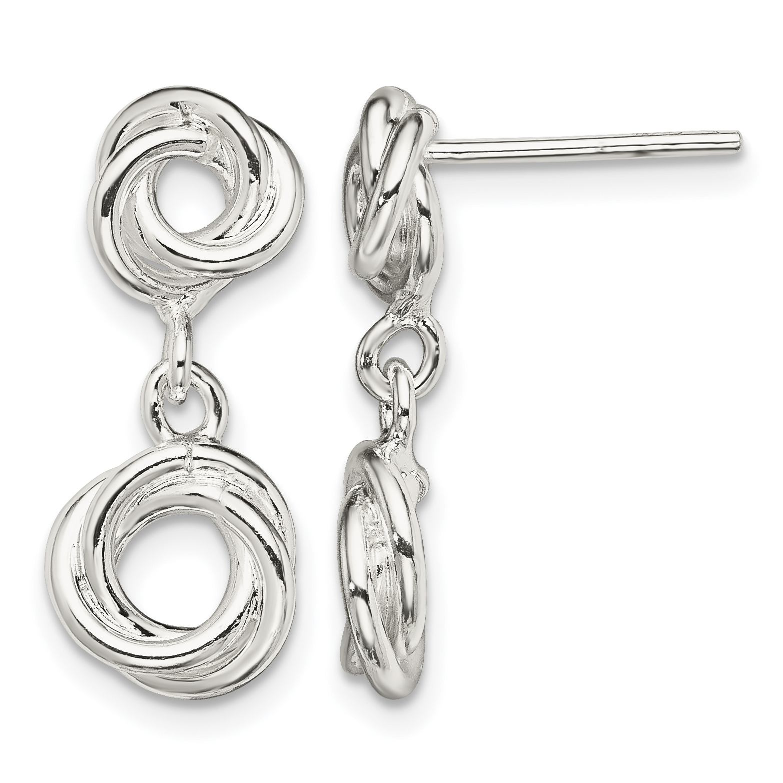 Sterling Silver Rhodium-plated Knot Polished Dangle Earrings (QE13632)