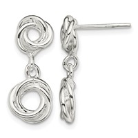 Sterling Silver Rhodium-plated Knot Polished Dangle Earrings view 1