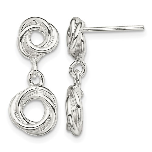Sterling Silver Rhodium-plated Knot Polished Dangle Earrings