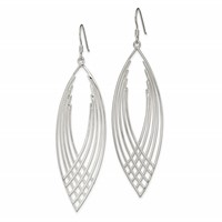 Sterling Silver Polished Fancy Dangle Shepherd Hook Earrings view 2