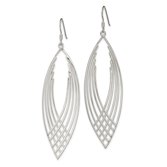 Sterling Silver Polished Fancy Dangle Shepherd Hook Earrings