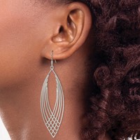 Sterling Silver Polished Fancy Dangle Shepherd Hook Earrings view 3