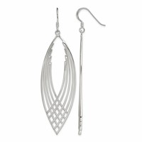 Sterling Silver Polished Fancy Dangle Shepherd Hook Earrings view 1