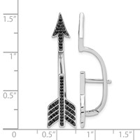 Sterling Silver Rhodium-plated Polished Black CZ Arrow Hinged Post Earrings view 3