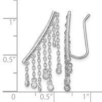 Sterling Silver Rhodium-plated Polished Fancy CZ Dangle Ear Climber Earring view 4