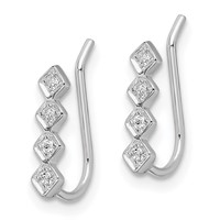 Sterling Silver Rhodium-plated Polished Four CZ Ear Climber Earrings view 2