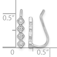 Sterling Silver Rhodium-plated Polished Four CZ Ear Climber Earrings view 4