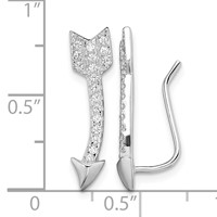 Sterling Silver Rhodium-plated Polished CZ Arrow Ear Climber Earrings view 4