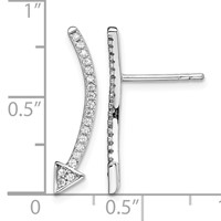 Sterling Silver Rhodium-plated Polished CZ Arrow Ear Climber Post Earrings view 4