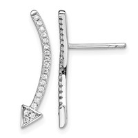 Sterling Silver Rhodium-plated Polished CZ Arrow Ear Climber Post Earrings view 1