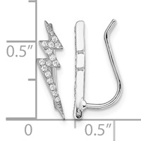 Sterling Silver Rhodium-plated Polished CZ Lightning Bolt Ear Climber Earri view 4