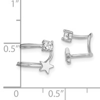Sterling Silver Rhodium-plated Polished CZ & Star Single Cuff Earring view 4