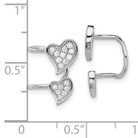Sterling Silver Rhodium-plated Polished CZ Double Heart Right Cuff Earring view 4