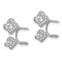 Sterling Silver Rhodium-plated Polished CZ Hearts Left Cuff Earring view 2