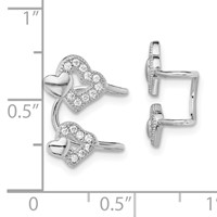 Sterling Silver Rhodium-plated Polished CZ Hearts Left Cuff Earring view 4