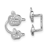 Sterling Silver Rhodium-plated CZ Double Apple Left Cuff Earring view 1