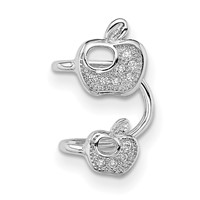 Sterling Silver Rhodium-plated CZ Double Apple Right Cuff Earring view 2
