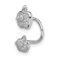 Sterling Silver Rhodium-plated CZ Double Apple Right Cuff Earring view 4