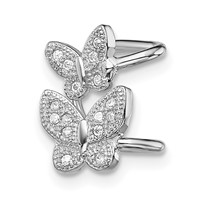 Sterling Silver Rhodium-plated CZ Double Butterfly Left Cuff Earring view 3