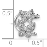 Sterling Silver Rhodium-plated CZ Double Butterfly Left Cuff Earring view 4