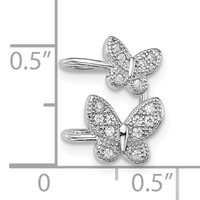 Sterling Silver Rhodium-plated CZ Double Butterfly Right Cuff Earring view 4