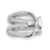 Sterling Silver Rhodium-plated Polished CZ Double 'x' Single Cuff Earring view 2