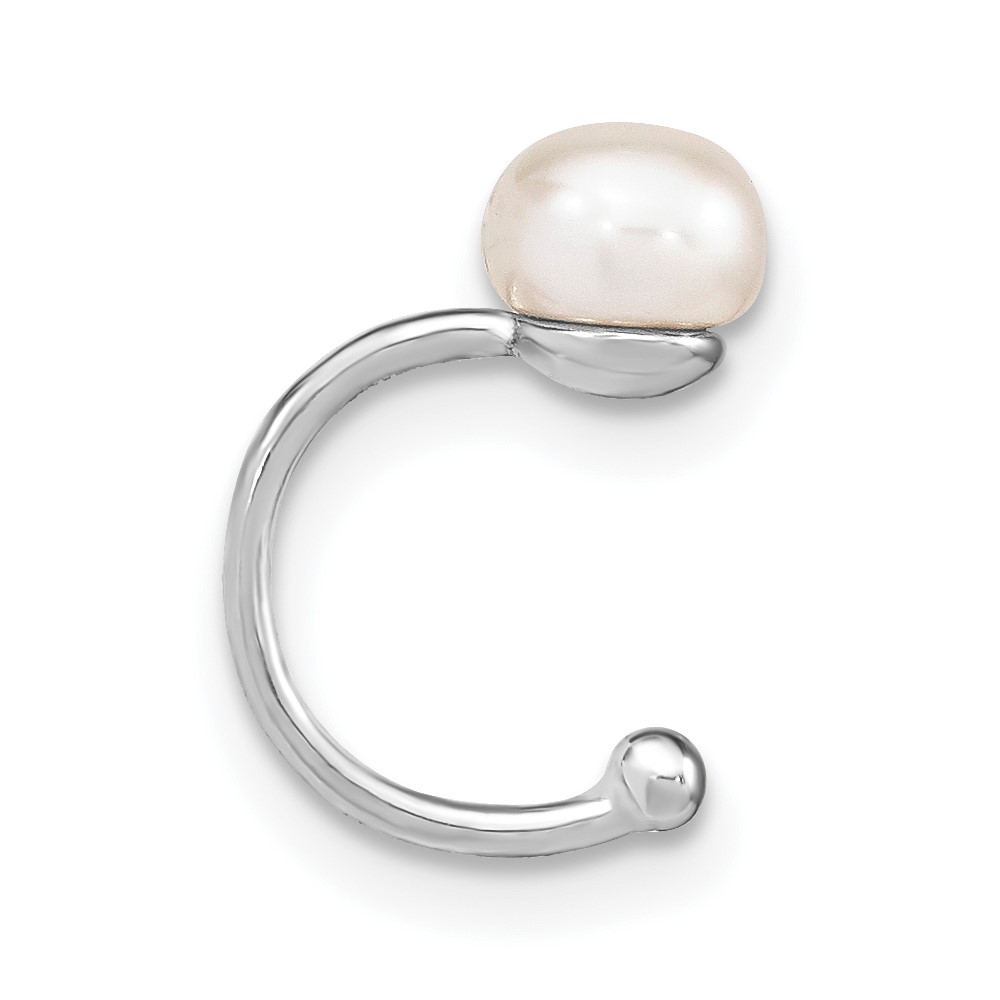 Sterling Silver Rhodium-plated FWC Pearl Pair of Cuff Earrings (QE13686)