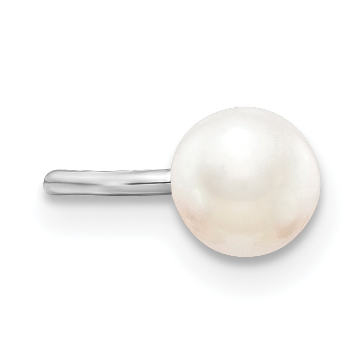 Sterling Silver Rhodium-plated FWC Pearl Pair of Cuff Earrings (QE13686)