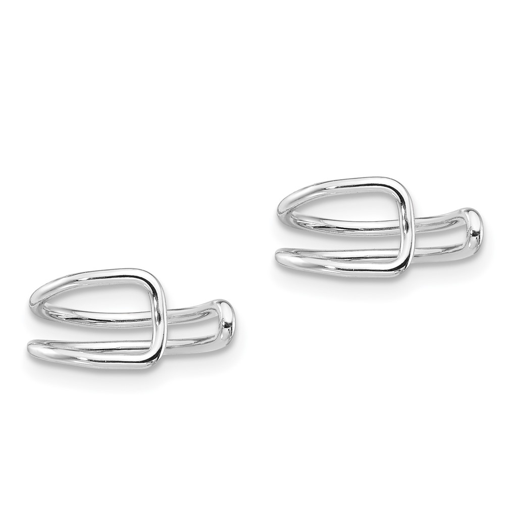 Sterling Silver Rhodium-plated Polished Adjustable Pair of Cuff Earrings (QE13687)