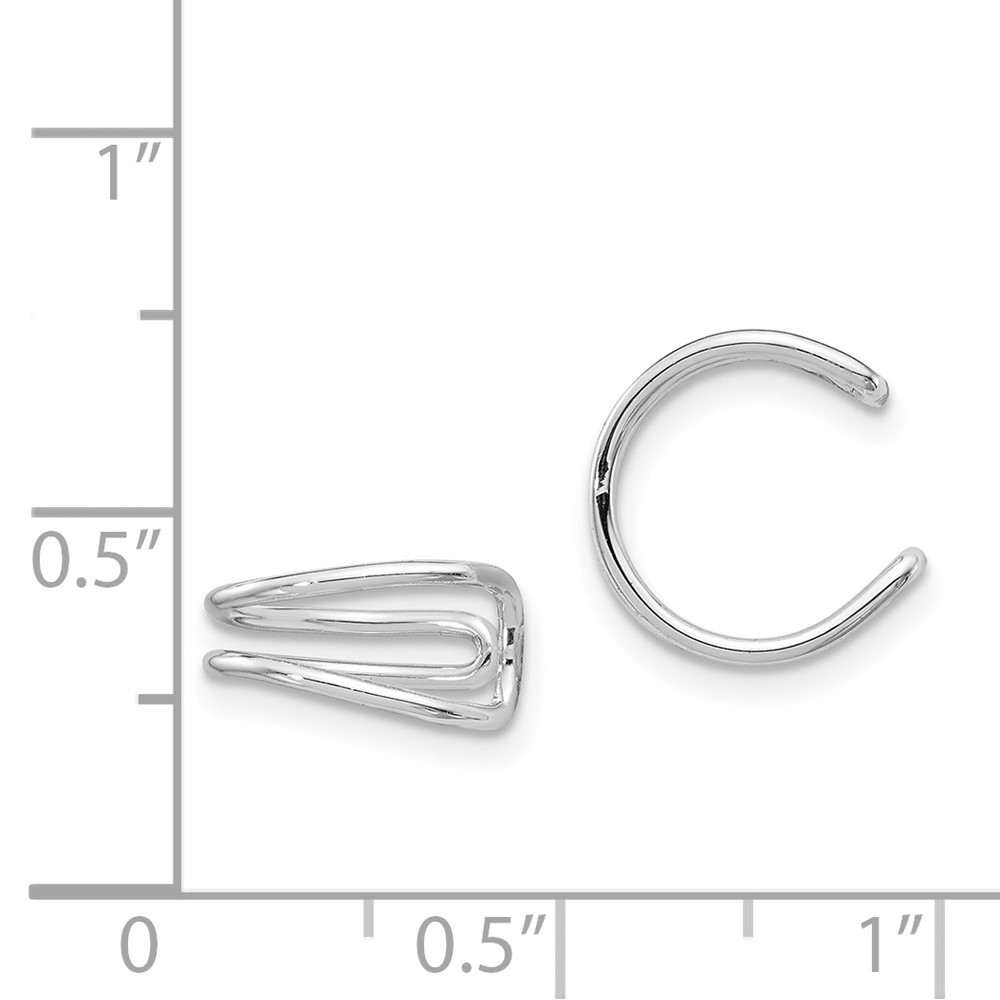 Sterling Silver Rhodium-plated Polished Adjustable Pair of Cuff Earrings (QE13687)