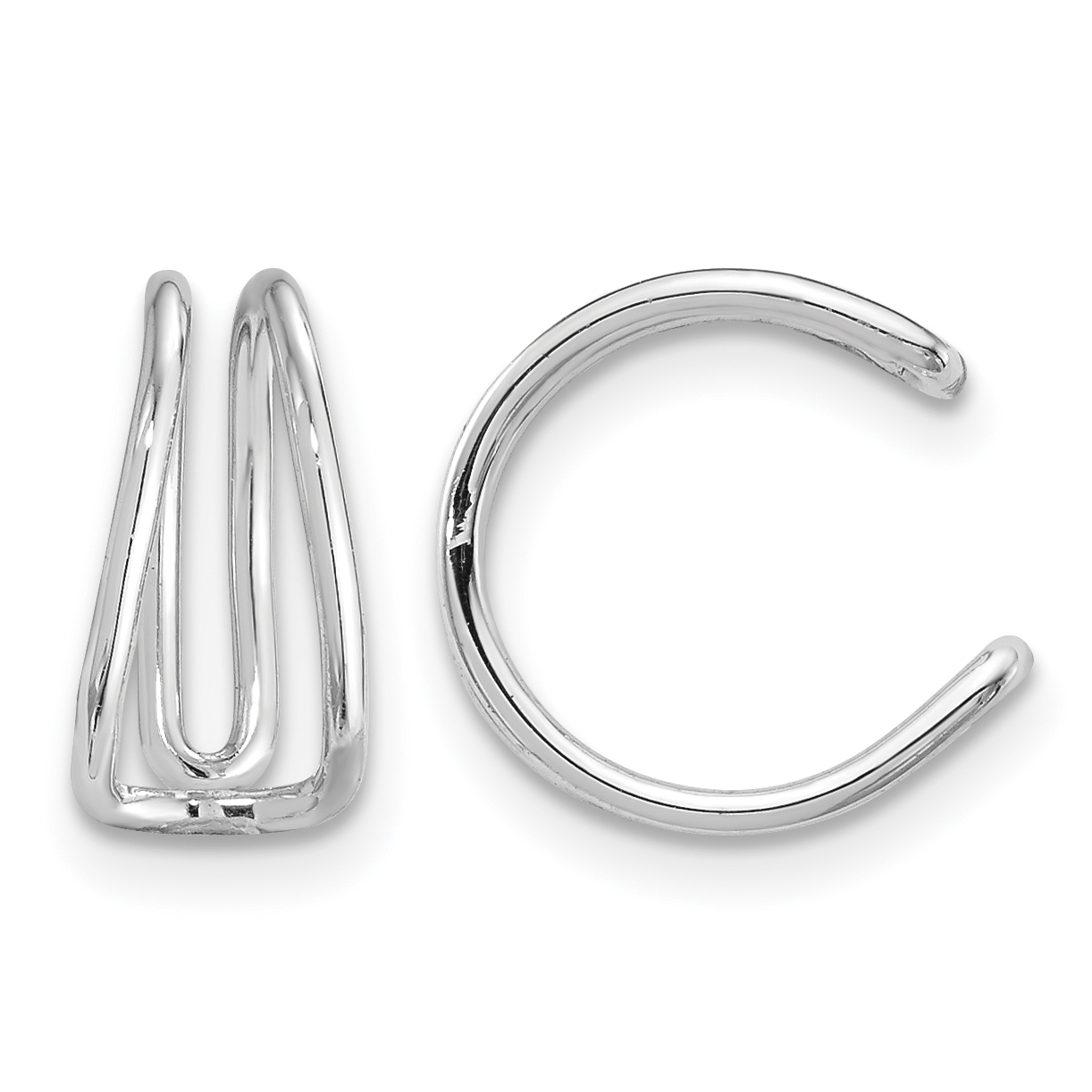 Sterling Silver Rhodium-plated Polished Adjustable Pair of Cuff Earrings (QE13687)