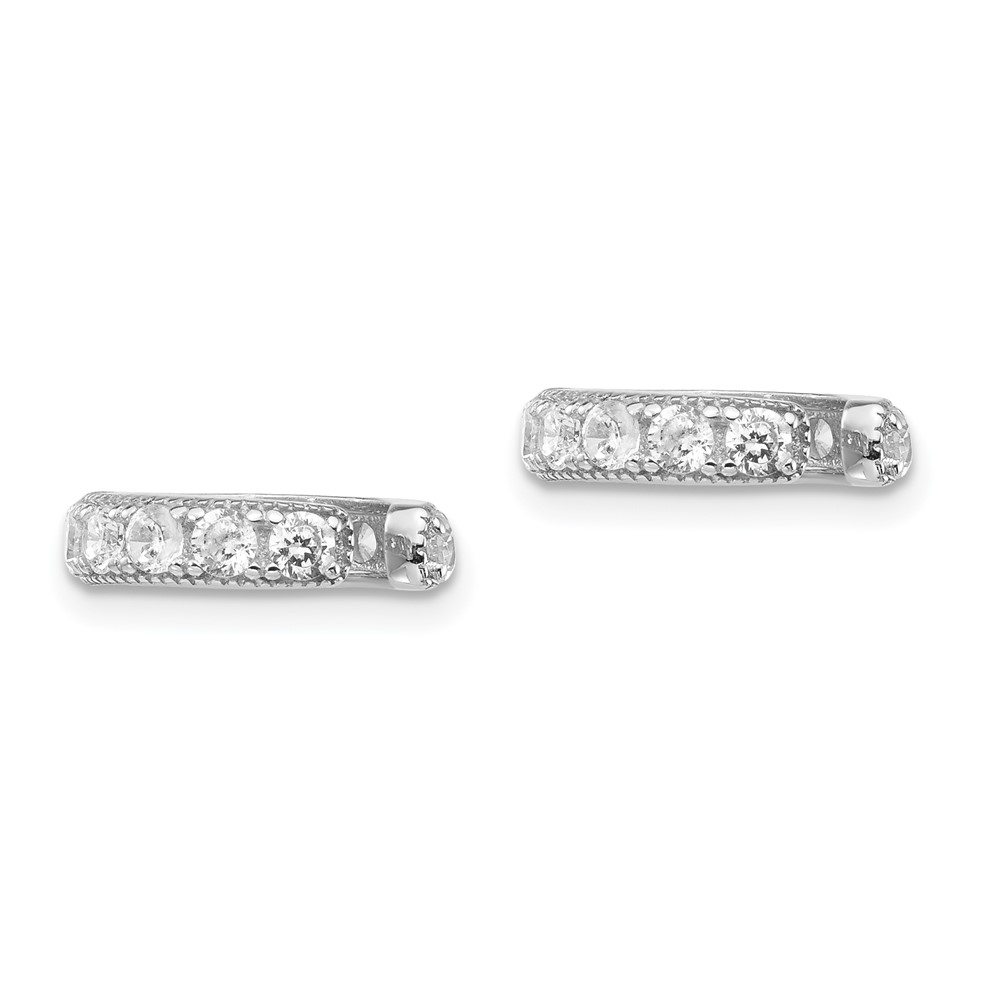 Sterling Silver Rhodium-plated Polished CZ Pair of Cuff Earrings (QE13688)