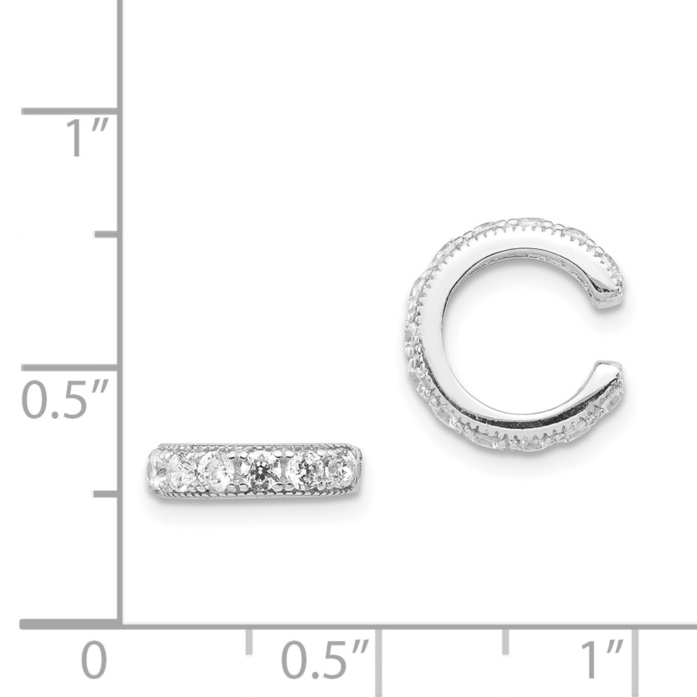 Sterling Silver Rhodium-plated Polished CZ Pair of Cuff Earrings (QE13688)